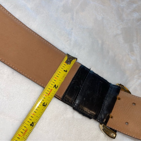 Vintage leather Pierre Cardin double row black belt women’s size 29-33” waist - Picture 7 of 8